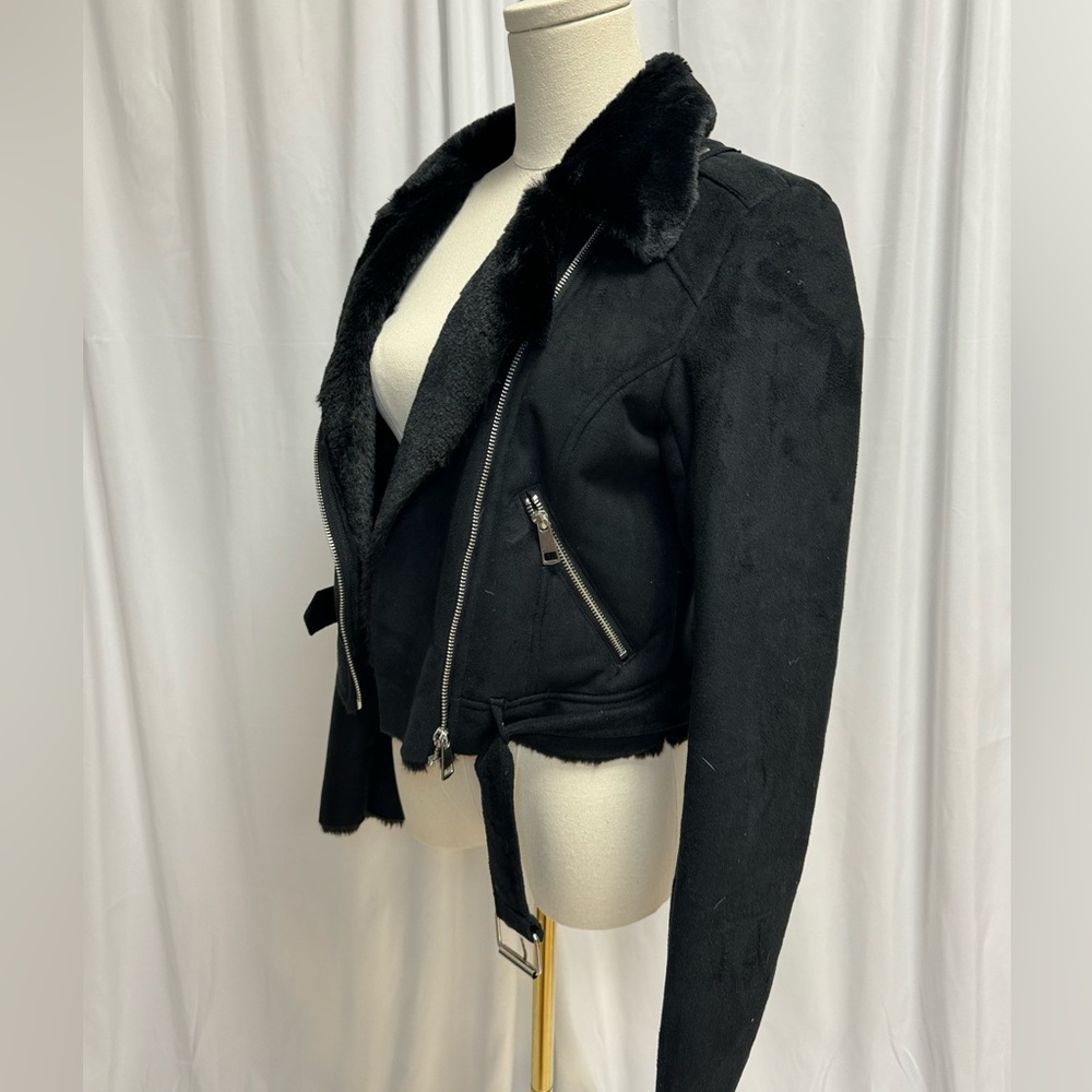 Romeo & Juliet Couture Faux Fur Moto Jacket - Picture 2 of 5